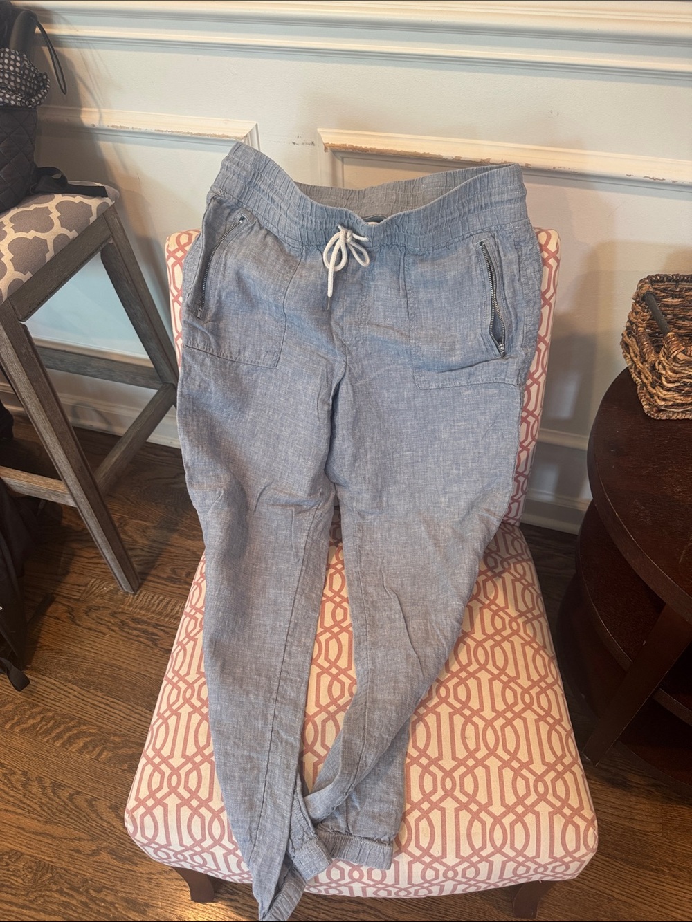 Athleta retreat, linen Light Blue Women's Joggers - Casual Drawstring Waist - Picture 2 of 4